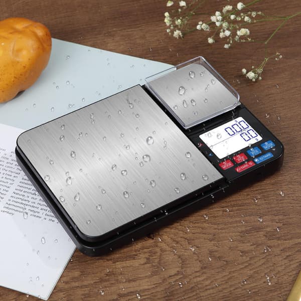 Digital kitchen scale with dual weighing plates 10 kg/1g and 500g/0.01g
