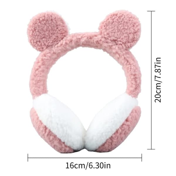 Winter Ear Warmers, Earmuffs, Warm Plush Earmuffs, Cute Bear Earmuffs, Pink