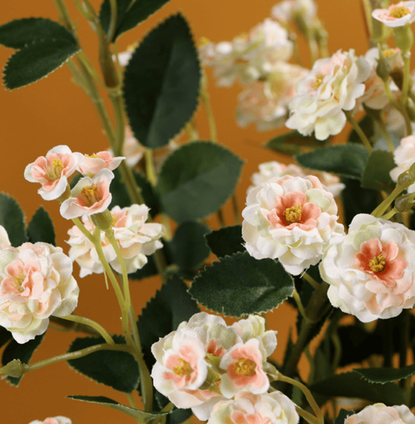 5 lange grener små roser, rosesimuleringsblomster, silkeblomster