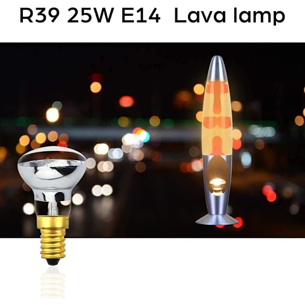 2-pack R39 E14 dimbar reflektorlampa 25 W för lavalampor [JUN]