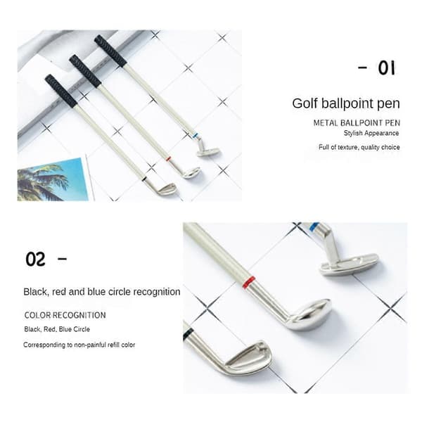Golf Pennset Mini Skrivebordsgolfbold Pennegave Inkluderer Putting Green 3 Køller Penne Bolde og Flag