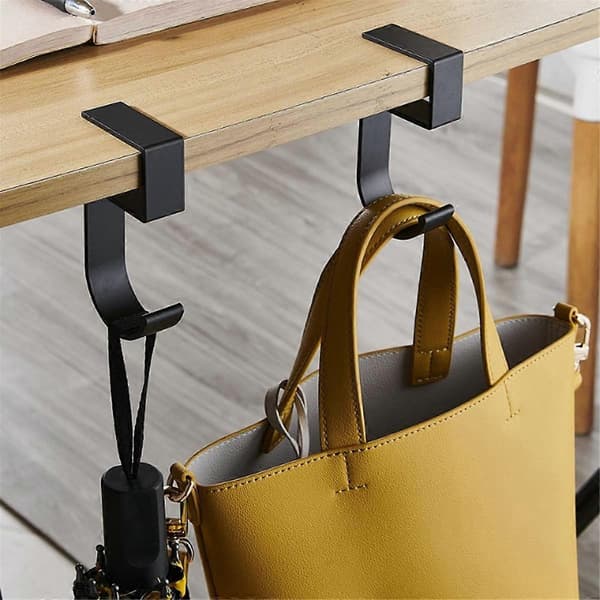 10 Shaped Table Edge Hooks Student Desk Side Hanging Bag Removable Office Bag Holder Table Hooks White