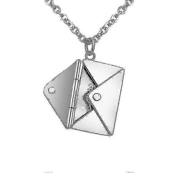 Halsband med kuvert och brev för kvinnor och flickor (silver)