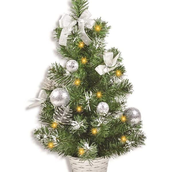 Decorated Christmas tree with lighting 20cm - silver - Christmas tree with KLB