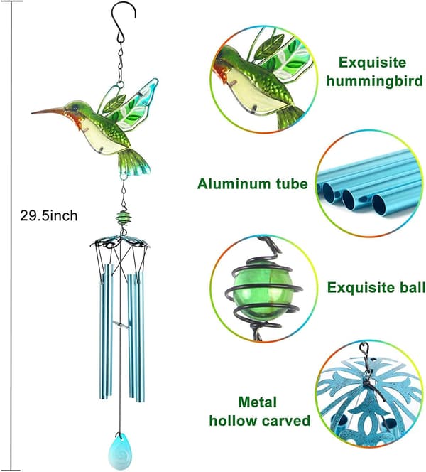 Kolibri - Mindeklokke i Hukommelsesskum til Mor - Farvet Glas Sommerfugl