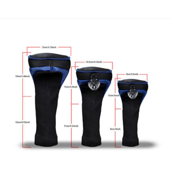 Golfkøllehodebeskyttersett - Lang hals Driver Fairway Woods blå blue