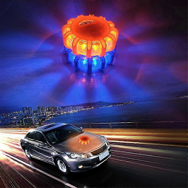 Magneettiset LED-varoitustulet autoon, tiesoihtuja, yövaroitustulet oranssi Orange