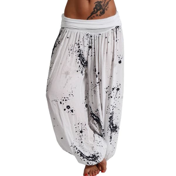 Dame Boho Harem Bukser Yoga Uformelle Vide Haremsbukser hvit hvit 3XL white 3XL