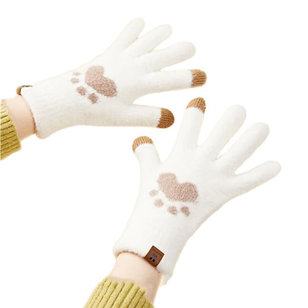 Damevanter Vinter Varme Touchscreen Handsker Dame Termiske Kabelstrikkede Uld Beige KLB