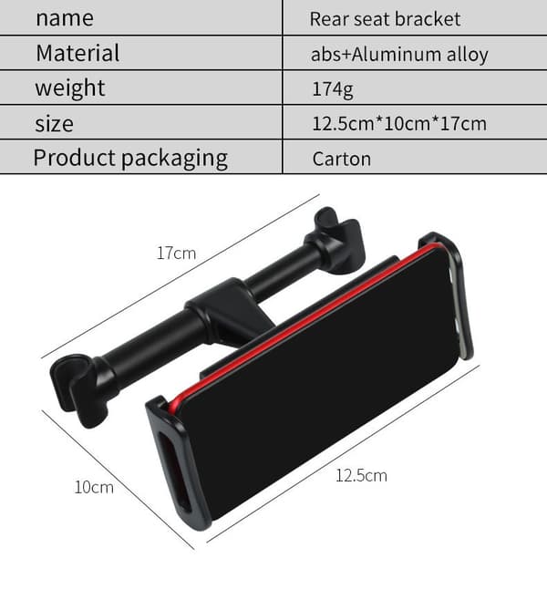 Headrest Flat Mobile Phone Holder 4-11 Inch Automatic Seat Headrest Phone Holder Supports Adjustable Flat Mobile Phone Holder Red