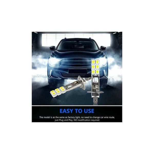 4 stk H1 LED-pærer 12V 6000K Hvit 55W for tåkelys og frontlykter