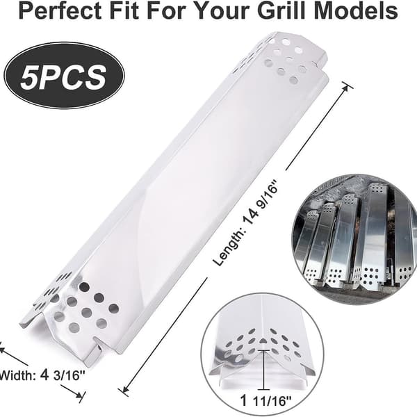 5-pack Heat Plate Replacement for Gas Grill - Silver