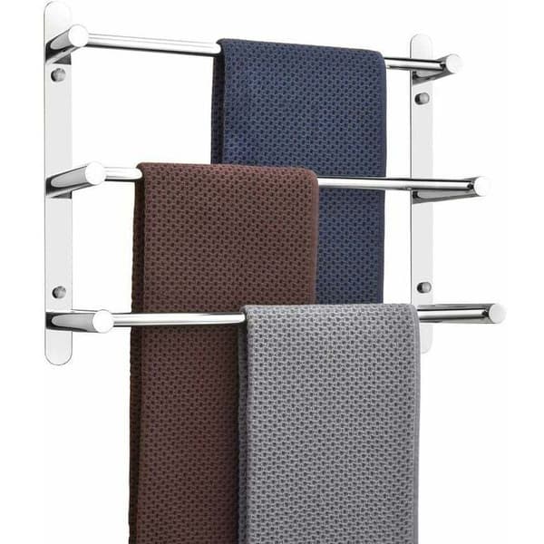 Multi-layer 304 Stainless Steel Towel Rack, 50cm, Wall-mounted, 3 Bars, for Bathroom and Kitchen