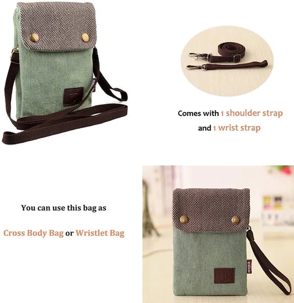 Universal telefonveske i kanvas - Skulderveske - Mini Messenger Bag
