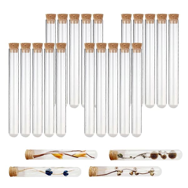20 pcs test tubes with corks, 20 x 150 mm glass bottles containers for wedding flowers bath salts candy