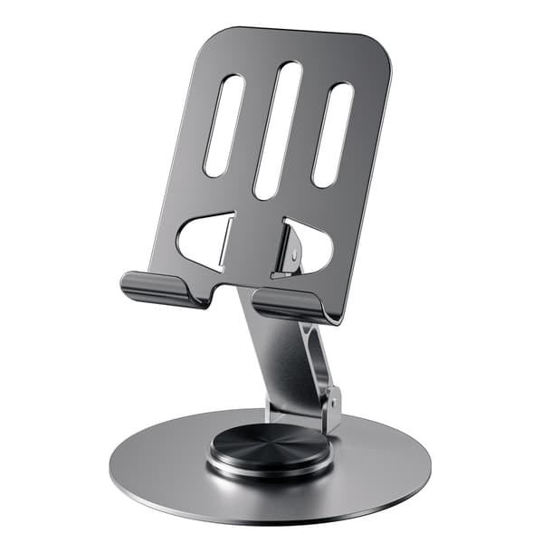 Universalstativ til telefon og tablet i metal, 360-graders rotation til afslapning Sort Black