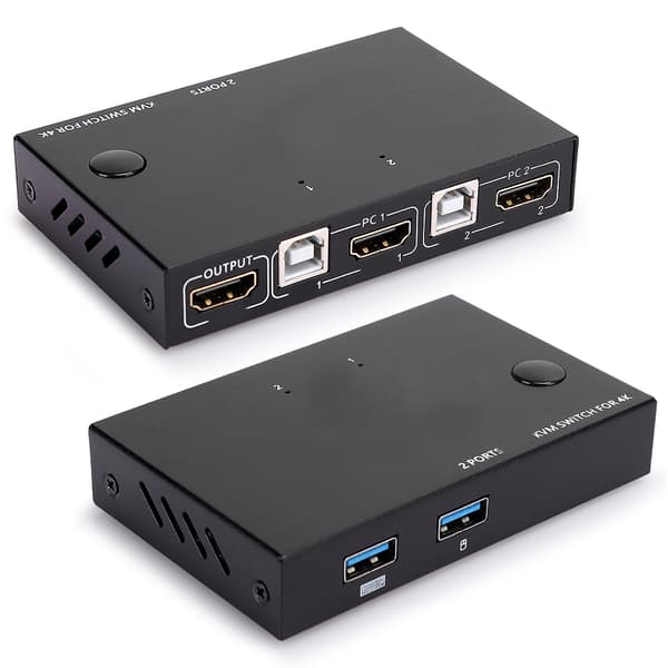 KVM-switch USB + HDMI-delingsenhed 2 ind 1 ud til printerdeling mus tastatur KVM201