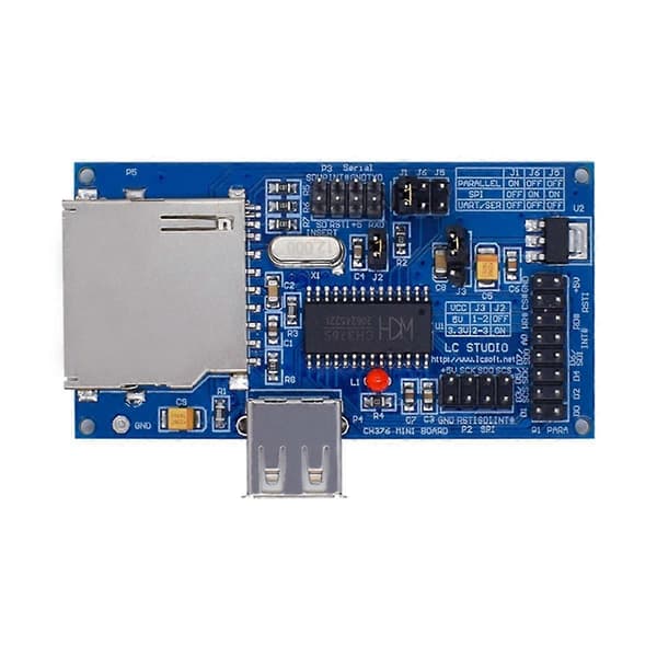 IC USB Utviklingskort Evalueringskort Modul CH376 CH376S SD-kort Krystalloscillator Seriell Port