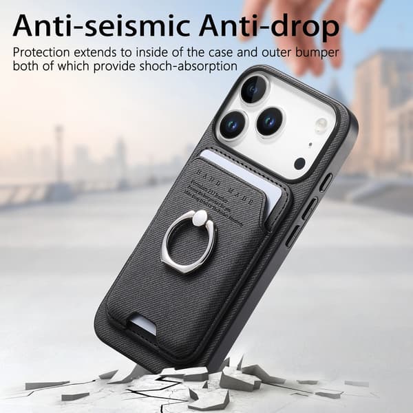 Sort PU Læder Magnetisk Kortholder Etui Kompatibel med iPhone 17 Air