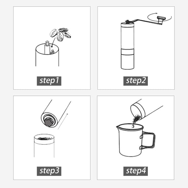 Silver Coffee Grinder - Handheld Manual Coffee Grinder with Stainless Steel Ceramic Grinder with Hand Crank - Espresso Grinder