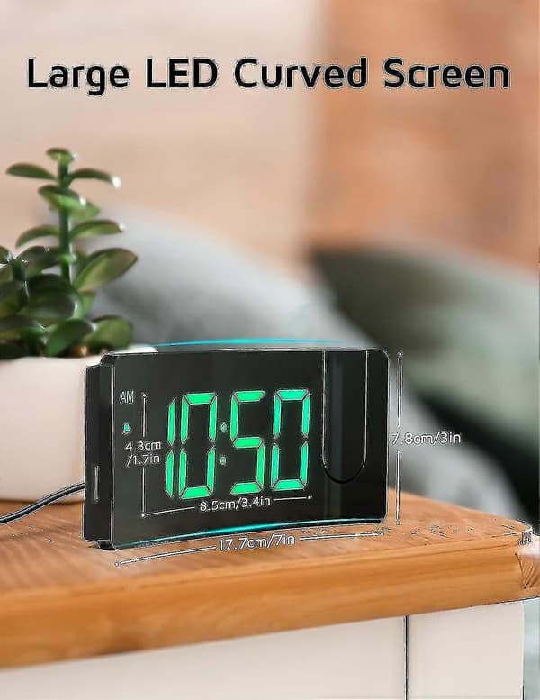 Projection Alarm Clock, Digital Clock with 180° Rotatable Projector, 3-Level Brightness Dimmer[HK] S-green Digit S-green Digit
