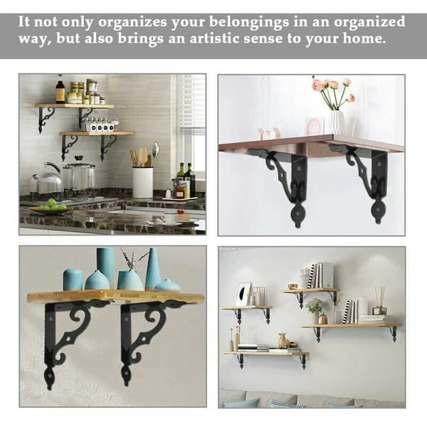 L-shaped iron wall bracket, triangular shelf, 140 x 110 mm, bracket and mount for carport, 4-pack (black)