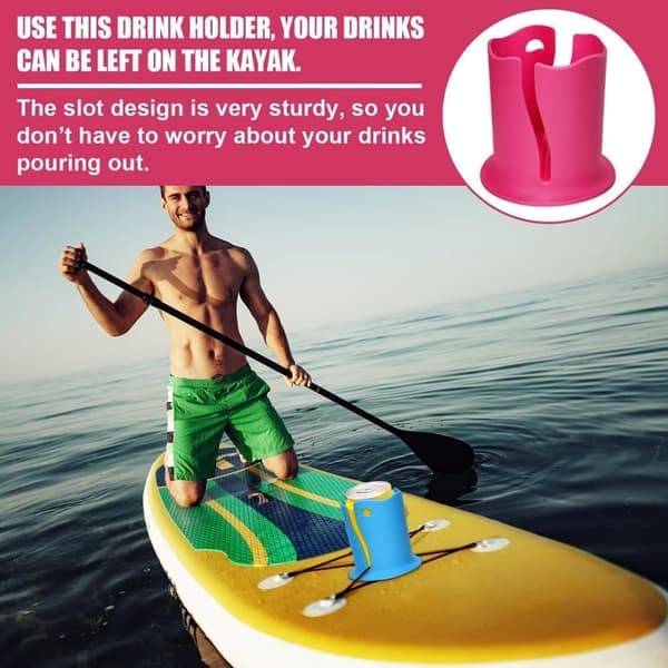 Kopholder til paddleboard, kajak, reb, gave til svømmeentusiaster, pink (1 stk)