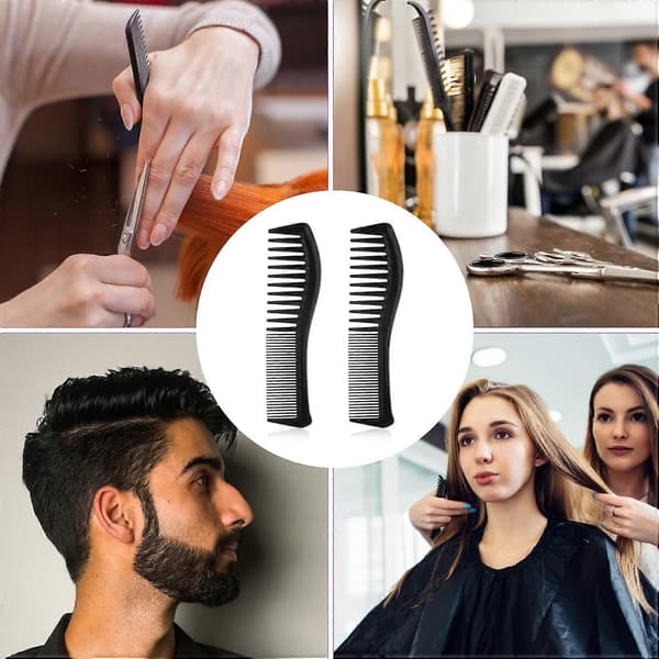 2-pak hårkamme, med store tænder og fine tænder hårkam til hårstyling, frisør (sort)