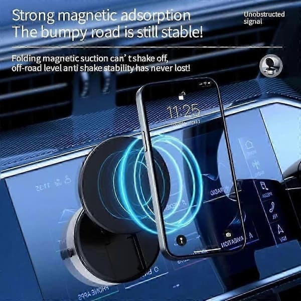 Elektrisk Vakuum Magnetisk Sug Biltelefonholder 360° Rotasjon Sølv Silver