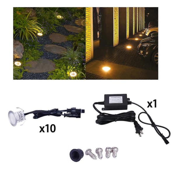 10 Stykker LED Dekklys Hagevei Lampe Vanntett [DB] Hvit White