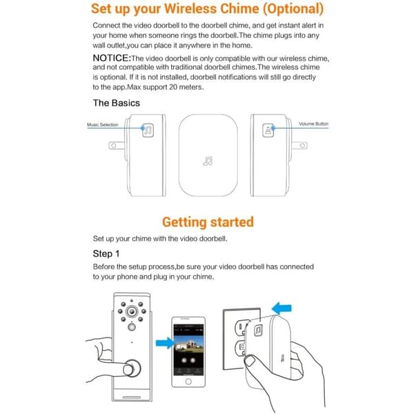 Dörrklocka, Ring Doorbell Chime, Trådlös Dörrklocka, Video Dörrklocka, Meddelande, Röstanslutning