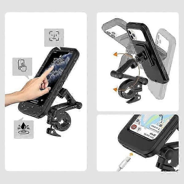 Universal Waterproof Bicycle Motorcycle Phone Holder for Samsung iPhone Xiaomi Mobile Phone Handlebar Mount Stand 360 Adjustable Touch Screen Cover