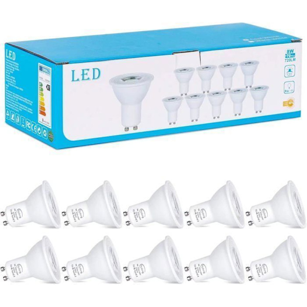®RisingFF GU10 LED-lamppu, viileä valkoinen, 7 W vastaa 70 W halogeenilamppua, 720 LM, LED-kohdelamput, ei himmennettävä, 20 kpl