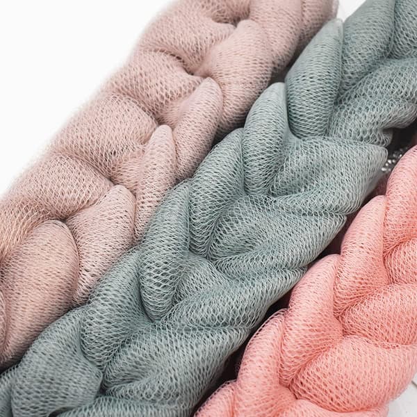 Bath Sponge for Adults, 5 Pieces Back Scrubber Mesh Stretchy Braids Shower Sponge Soft Exfoliating Massage Sponge