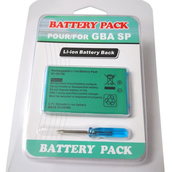 Oppladbart batteripakke for GBA SP Gameboy Advance 3.7V med verktøy