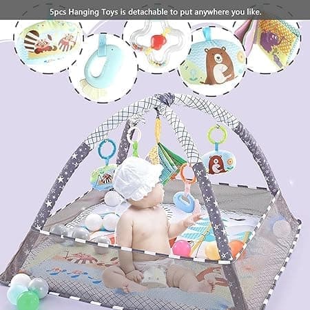 Baby Legetæppe, Babygym til 0-12 måneder, Grå