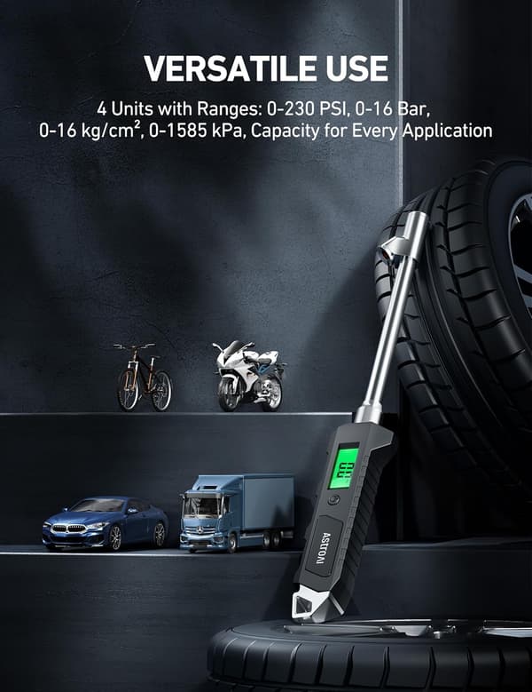 #Digital Dæktryksmåler 230 PSI RV Kraftig Dobbelt Hoved Rustfrit Stål#
