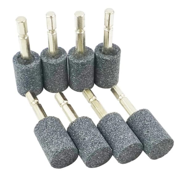 8 st Cylindrical grinding points - 1/4 inch hex shank grinding stone mounted grinding tip for drill rotary tools (20mm)