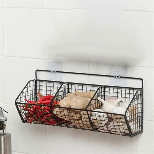 Kitchen Rack Wall Mounted Spice Rack for Spices, Vegetables and Fruits, Wall Drain Basket Punch-