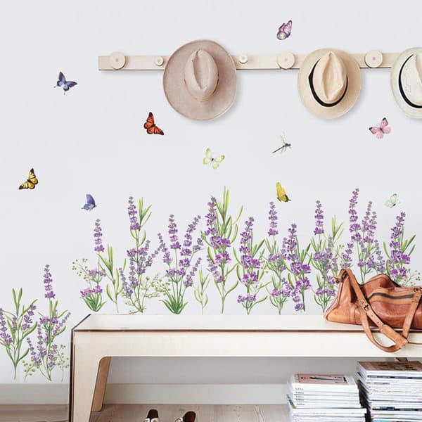 decalmile Väggdekaler Lavendelblommor Hörnlist Vägg St