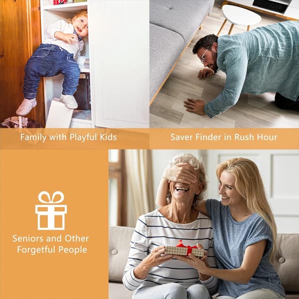 Wireless Key Finder with LED Light 40m Range 1 Transmitter 4 Receivers Compatible with Wallets Phones Glasses Pets