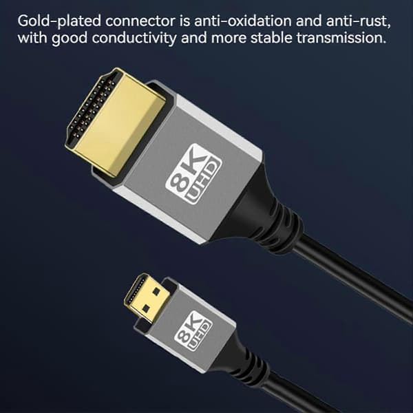 8K 60Hz Micro HDMI-kompatibel til HDMI-kompatibel Tovejs Videoadapterkabel Værtscomputerkabel Plug And Play Fleksibel