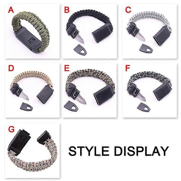 2 stk. Paracord Armbånd Nødtau Med Overlevelsesfløyte Og Kniv For LGL A