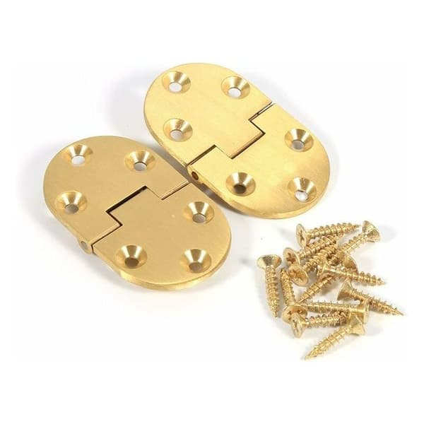 Door Hinge, Solid Brass Butler Tray Hinge 2-1/2cm x 1-1/2cm with Screws Satin Finish for Folding Tables - Gold - 2-Pack