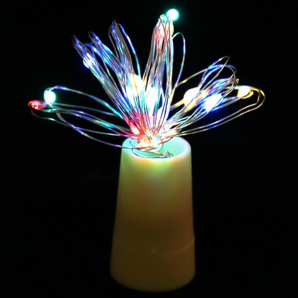 2 stk. korkformede lyslenker, fe-vinflaske LED-lampe batteri KLB