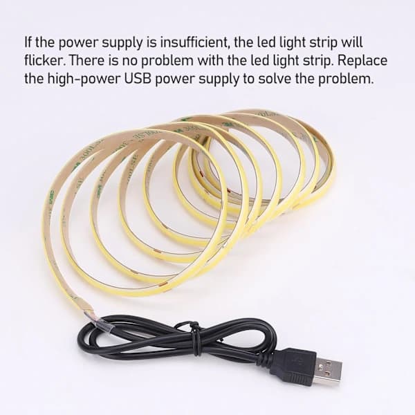 5V USB COB LED Strip Kallvit 6500K IP65 Vattentät CRI 93+ USB-driven 16 fot/5M 320LEDs/M Flexibla LED-strips