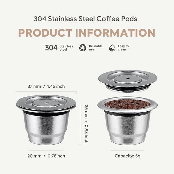 Reusable Nespresso Capsules Stainless Steel Refillable Coffee Pods Compatible for Nespresso Machine db