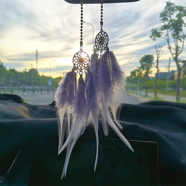Car Pillar Hanging Pendant Decoration Feather Dream Catcher Crystal