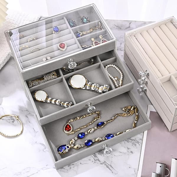Akryl smykkeorganisator med 3 skuffer, robust til kvinder og piger, elegant