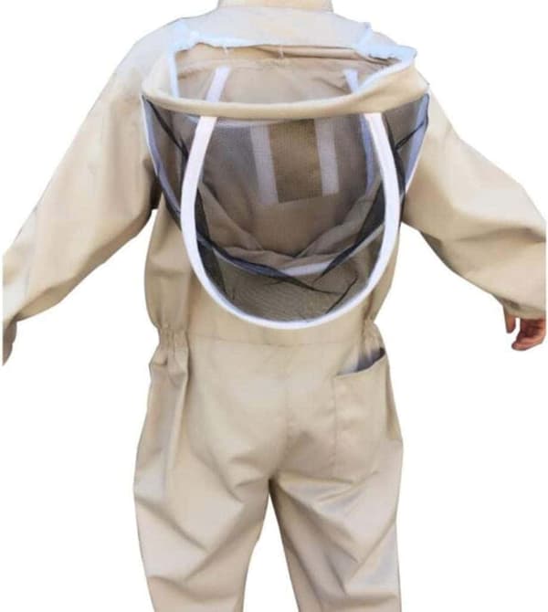 Professional Beekeeper Overall with One-Piece Beekeeping Protective Suit Khaki Cotton Voile Brown XL